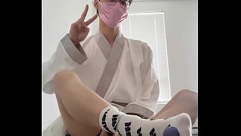 Asian hanfu sissy femboy twink white socks anal and huge cumshot